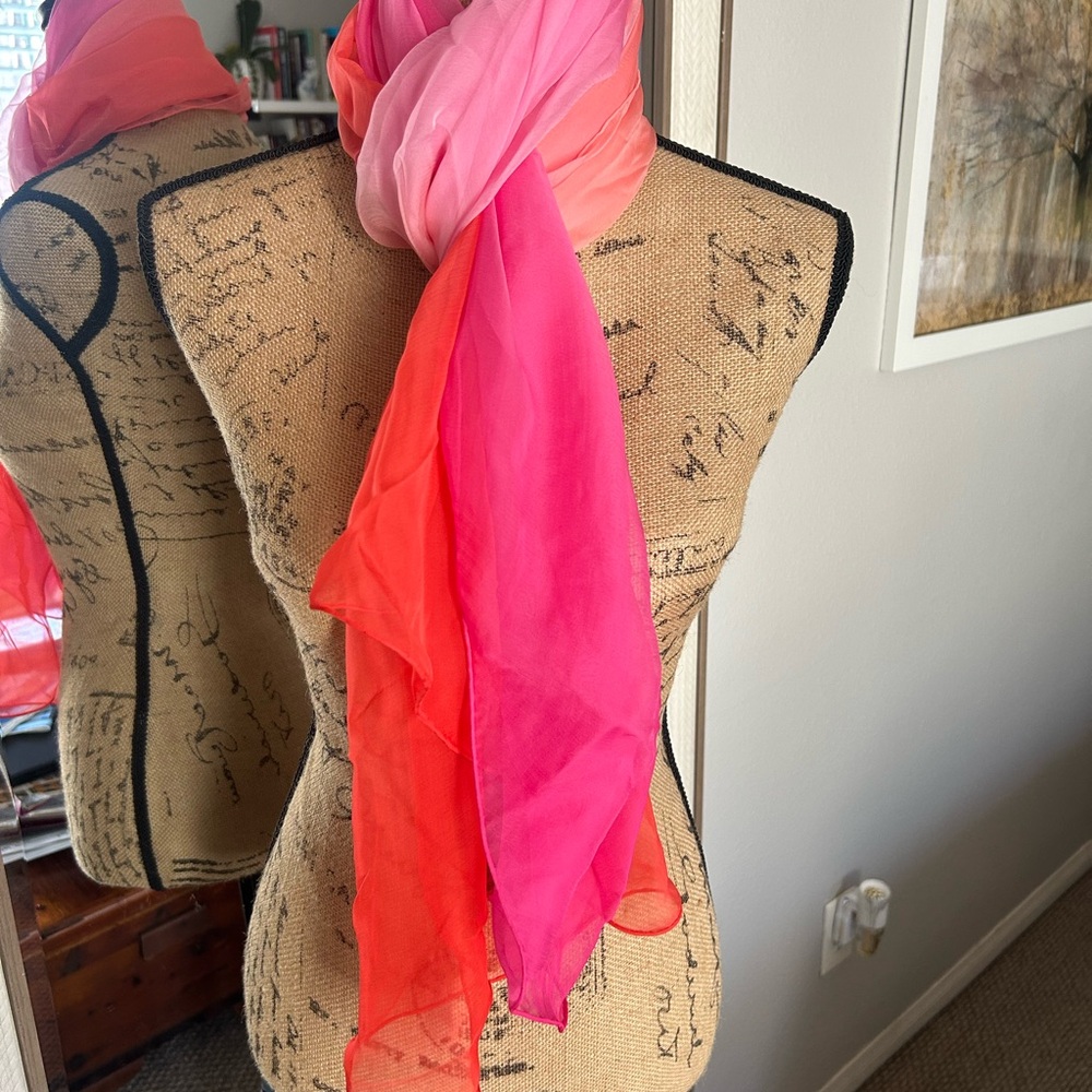 Hermes Pink Ombre Chiffon Scarf
